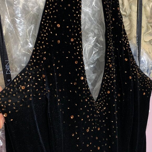 Vintage Niki Livas halter dress, size 4, beaded backless formal prom cocktail - Picture 5 of 9